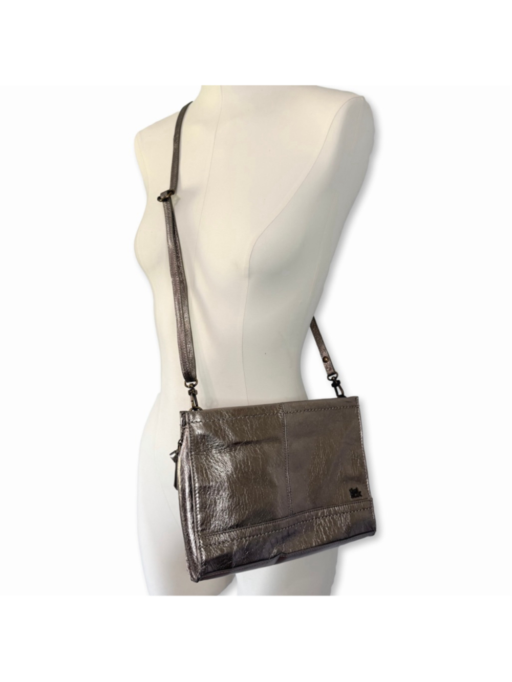 The Sak Iris Demi Clutch Crossbody Bag Pyrite Metallic Leather Purse